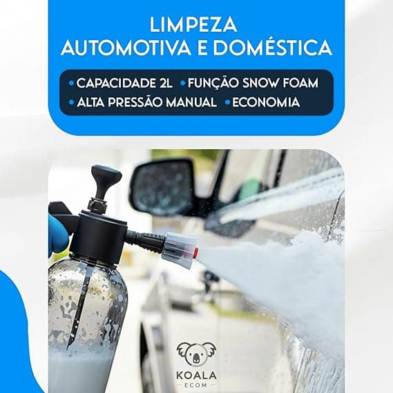 Pulverizador Snow Foam Manual 2L Alta Pressão Profissional, Borrifador 3 em 1 para Água, Shampoo e Químicos, Espuma Densa com Bicos Ajustáveis - imagem 3